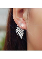 Silver Rhinestone Detail Wings Design Earrings