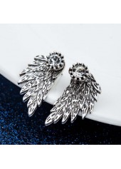 Silver Rhinestone Detail Wings Design Earrings