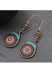 1 Pair Water Drop Design Metal Detail Earrings