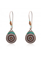 1 Pair Water Drop Design Metal Detail Earrings