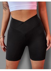 Skinny Black Cross Front Sports Bottom