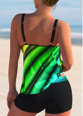 Colorful Printed Mid Waist Tankini Set