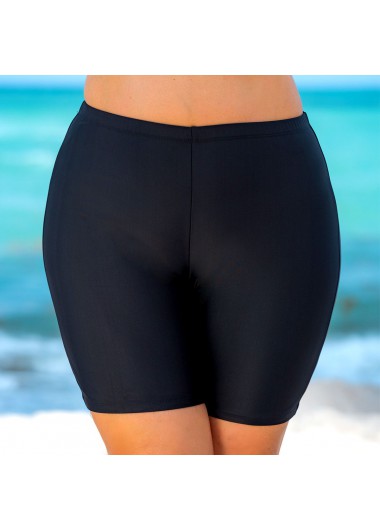 Rosewe Plus Size High Waist Skinny Solid Swim Shorts - 3X