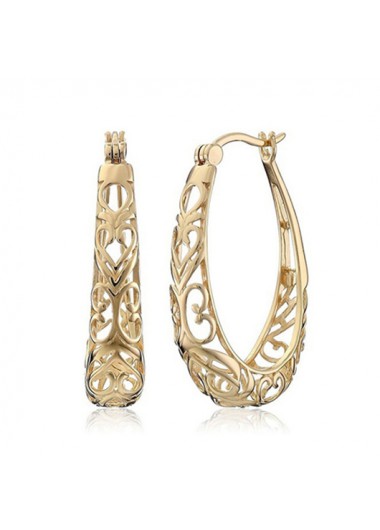Rosewe Chic Gold Hollow Out Design Metal Detail Earrings - One Size