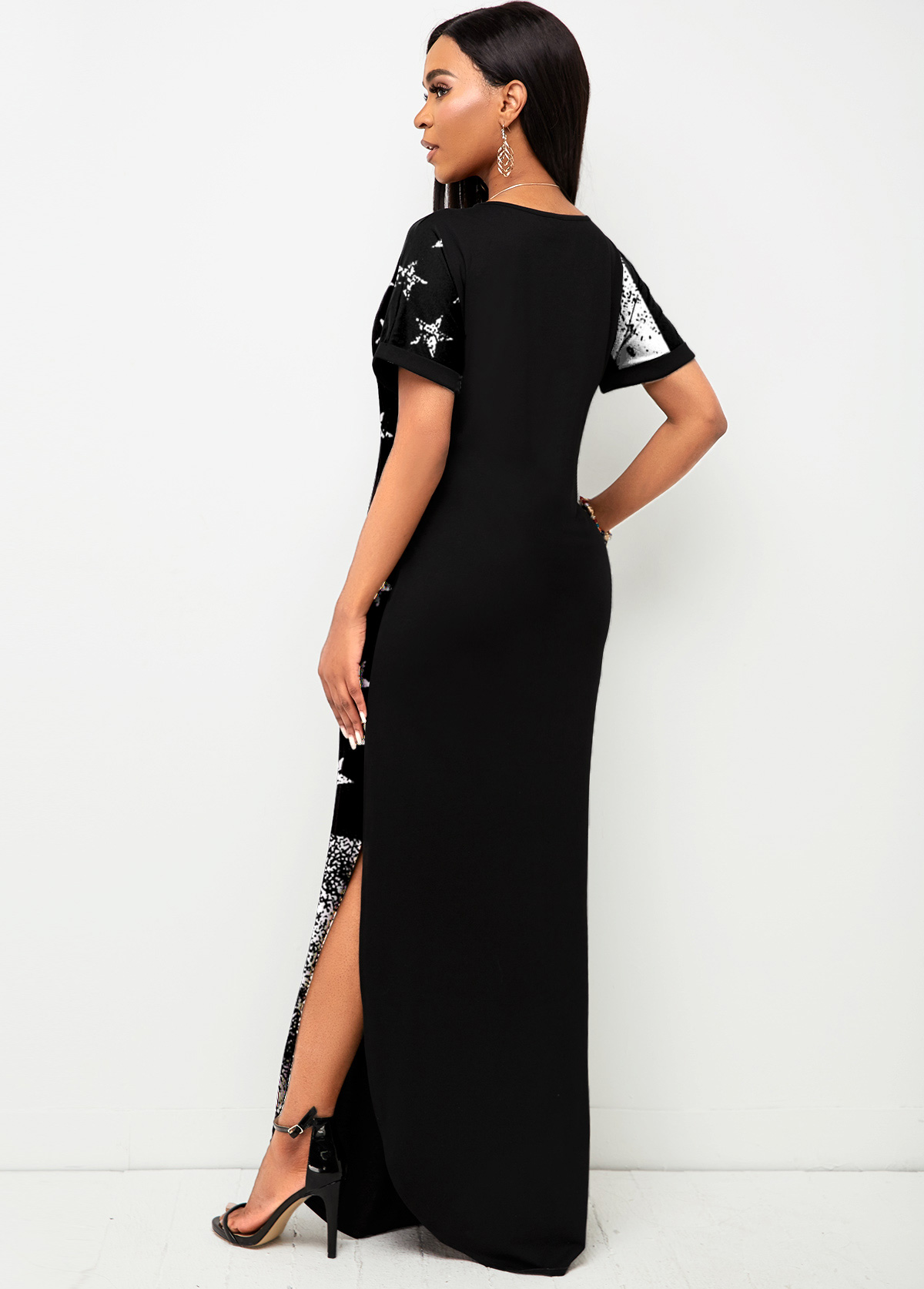 Side Slit American Flag Print Short Sleeve Dress