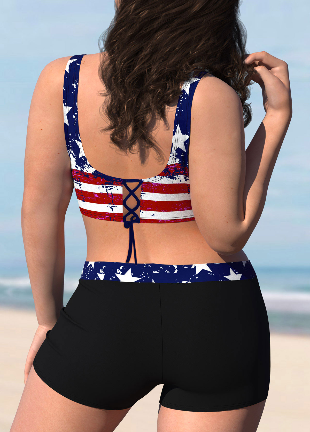 American Flag Print Plus Size Bikini Set
