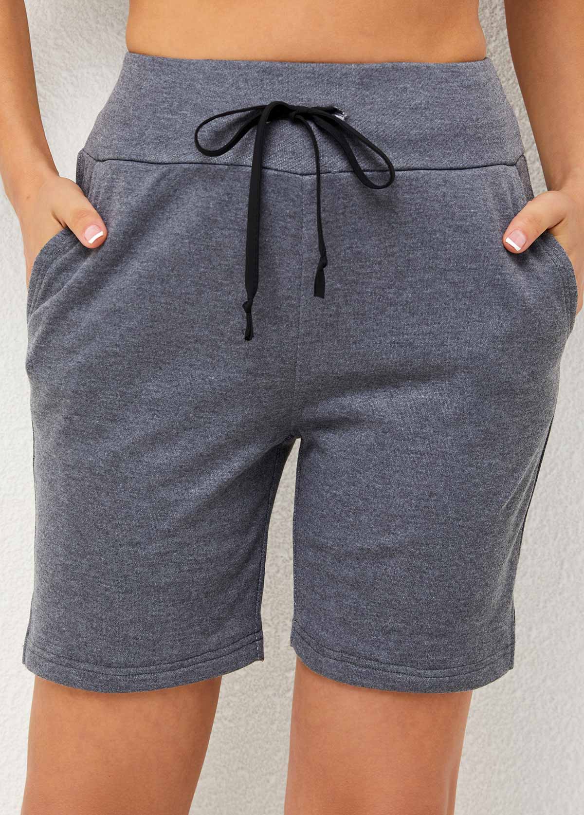 Grey Double Pocket High Waisted Shorts