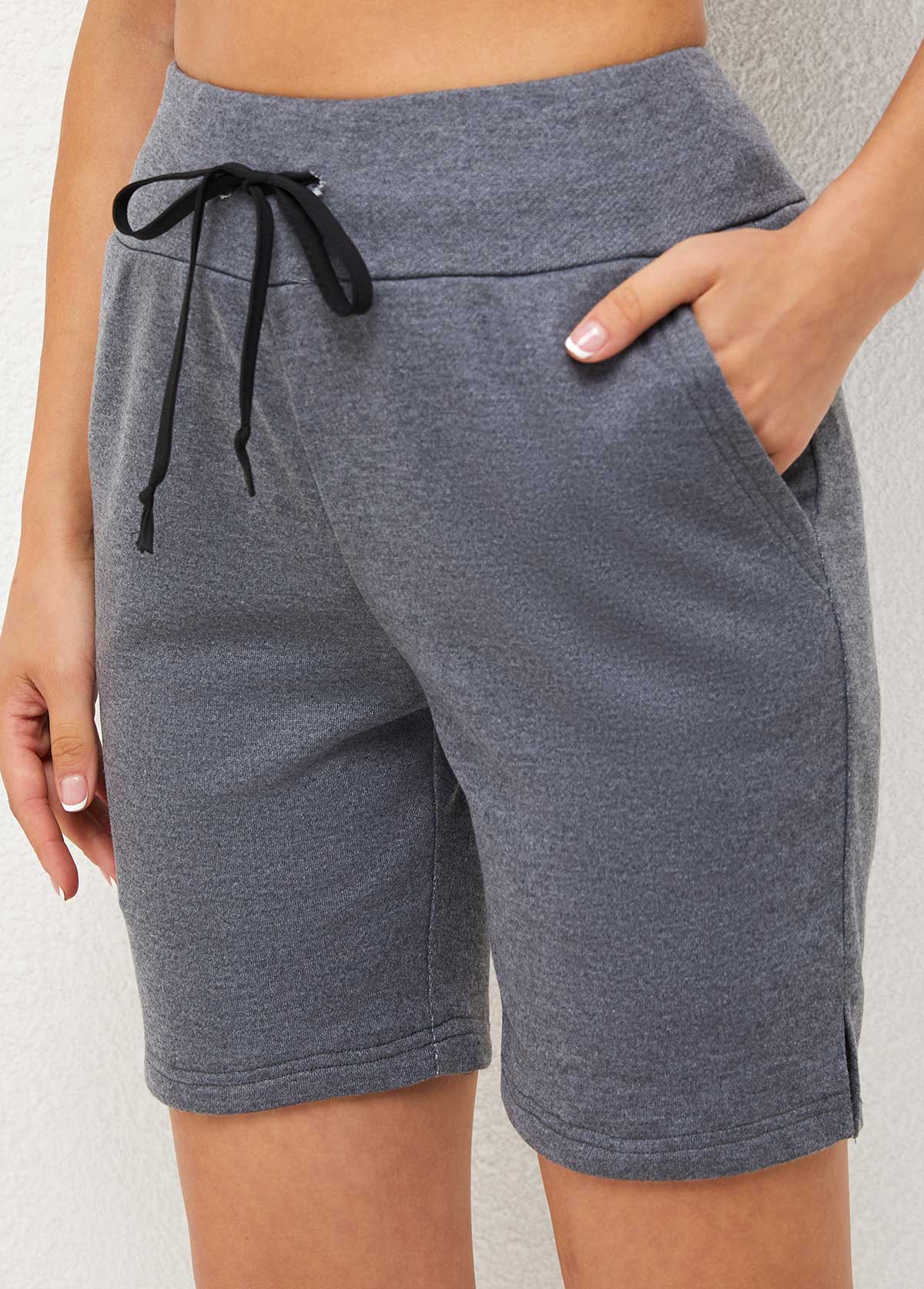 Grey Double Pocket High Waisted Shorts