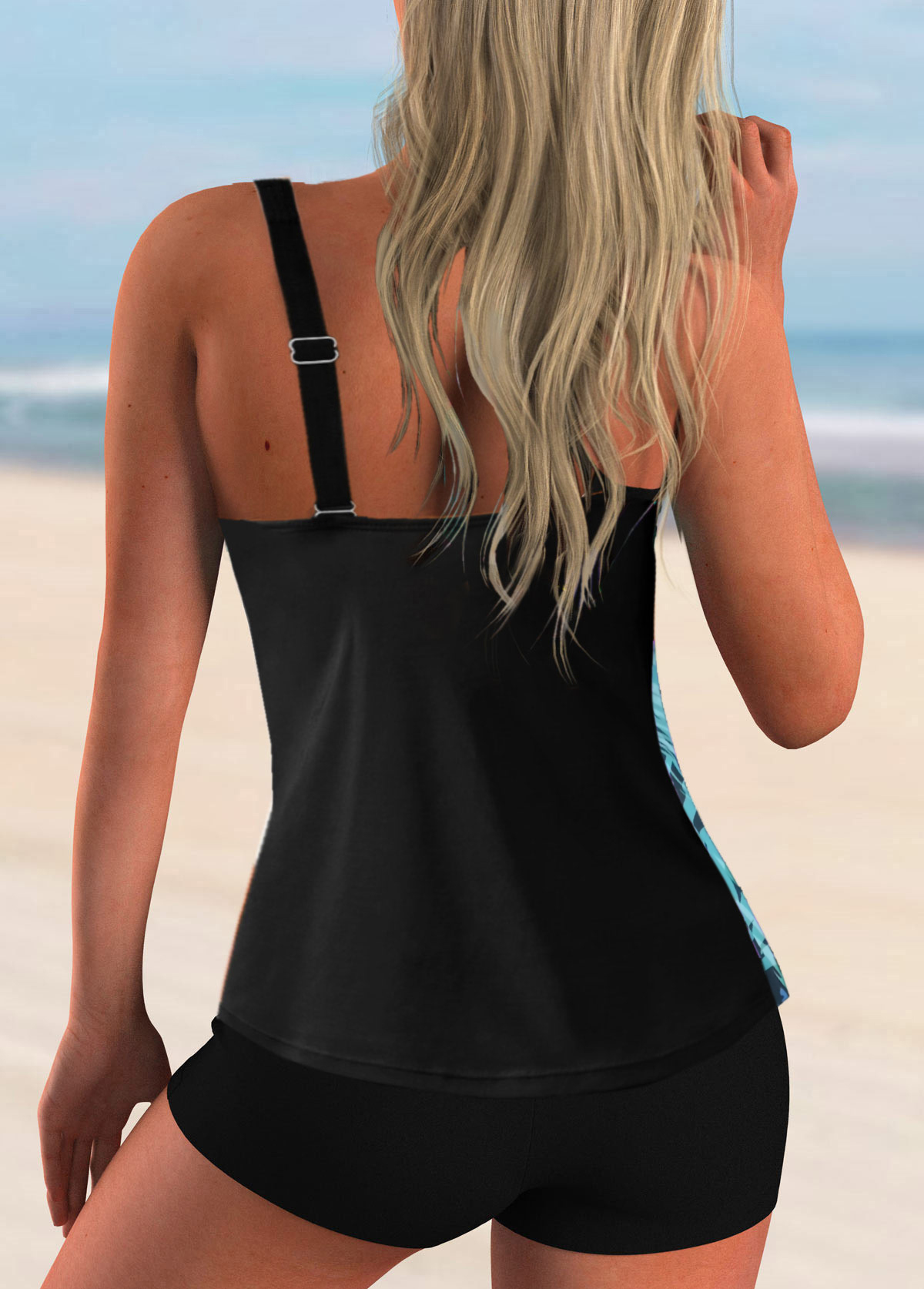 Tropical Print Wide Strap Tankini Set 