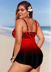 Asymmetric Hem Leopard Plus Size Swimdress and Shorts