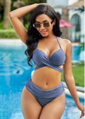 Tie Back Halter Mid Waist Bikini Set