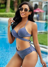 Tie Back Halter Mid Waist Bikini Set