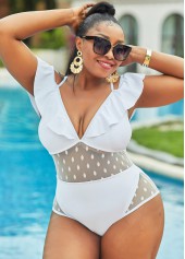 Ruffle Plus Size Lace Stitching One Piece Swimwear