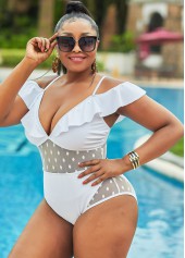 Ruffle Plus Size Lace Stitching One Piece Swimwear