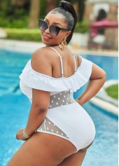 Ruffle Plus Size Lace Stitching One Piece Swimwear