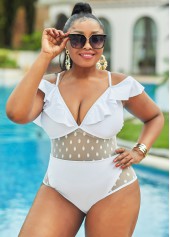 Ruffle Plus Size Lace Stitching One Piece Swimwear