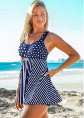 Striped Cross Strap Swimdress and Shorts