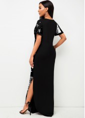 Side Slit American Flag Print Short Sleeve Dress