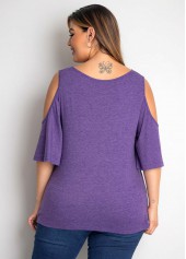Solid Plus Size Cold Shoulder T Shirt