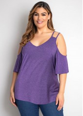Solid Plus Size Cold Shoulder T Shirt