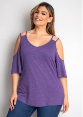 Solid Plus Size Cold Shoulder T Shirt