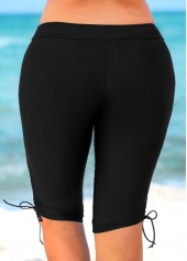 Black Plus Size Drawstring Side Swim Shorts