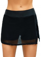 Solid Mesh Stitching Mid Waist Pantkirt