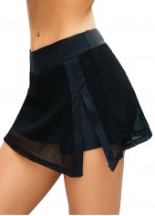 Solid Mesh Stitching Mid Waist Pantkirt