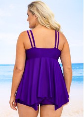 Cross Front Plus Size Asymmetric Hem Swimdress and Shorts