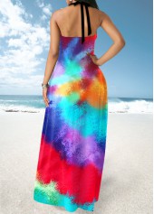 Multicolor Tie Dye Print Cross Strap Maxi Dress