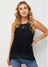 Asymmetric Hem Tank Top and Black Camisole 