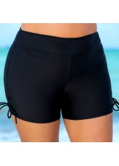 Drawstring High Waist Tie Side Plus Size Swim Shorts