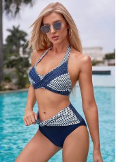 Tie Back Mid Waist Polka Dot Bikini Set
