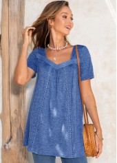 Solid Patchwork Short Sleeve T Shirt