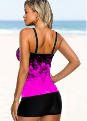 Floral Print Double Strap Tankini Set