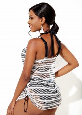 Mid Waist Drawstring Side Tie Back Tankini Set