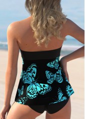 Bowknot Butterfly Print Halter Tankini Set