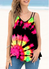 Tie Dye Print Spaghetti Strap Multi Color Camisole Top