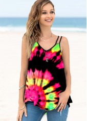 Tie Dye Print Spaghetti Strap Multi Color Camisole Top