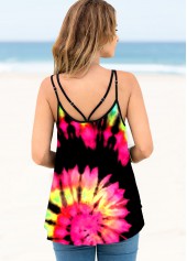 Tie Dye Print Spaghetti Strap Multi Color Camisole Top