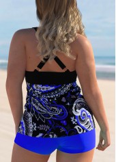 Spaghetti Strap Plus Size Paisley Print Tankini Set 