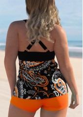 Plus Size Paisley Print Spaghetti Strap Tankini Set 