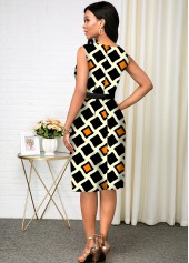 Round Neck Geometric Print Sleeveless Dress