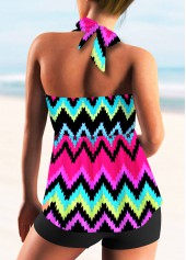 Halter Rainbow Stripe Tie Back Tankini Set