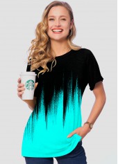 Round Neck Ombre Short Sleeve T Shirt