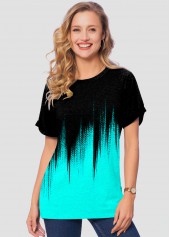 Round Neck Ombre Short Sleeve T Shirt