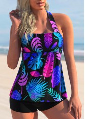 Halter Multi Color Plant Print Tankini Set