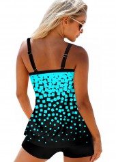 Ombre Printed Cyan Mid Waist Tankini Set