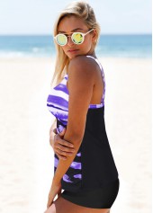Mid Waisted Tie Dye Print Criss Cross Tankini Set