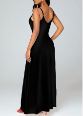 Spaghetti Strap Floral Print Double Pockets Maxi Dress